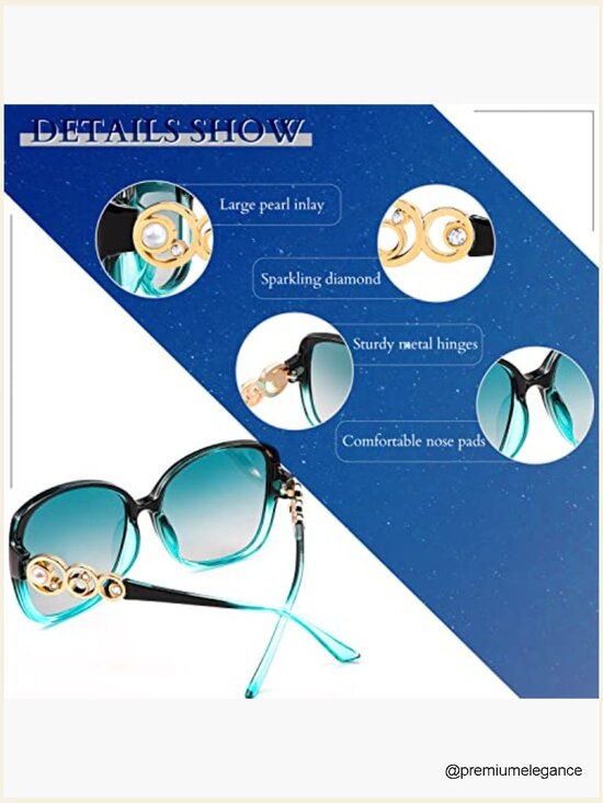 Oversized Square Sunglasses with Pearl Details Polarized UV Protection main image 4